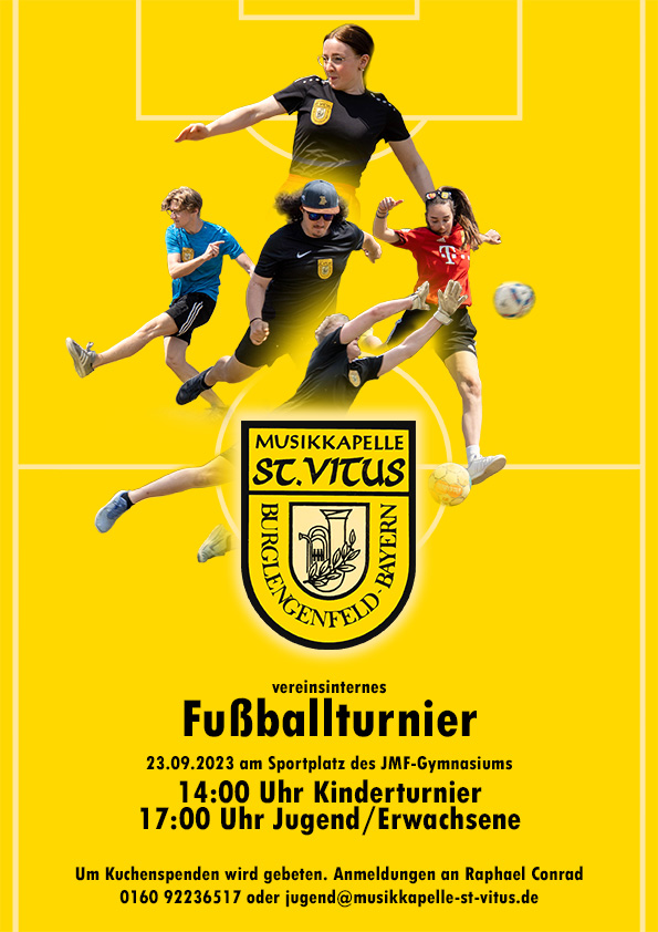 Einladung zum vereinsinternen Fußballturnier am 23.09.2023 ab ca. 14:00 Uhr am Sportplatz des JMF-Gymnasiums